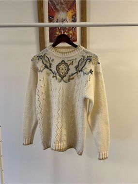 Cream Knit Mohair Blend Sweater